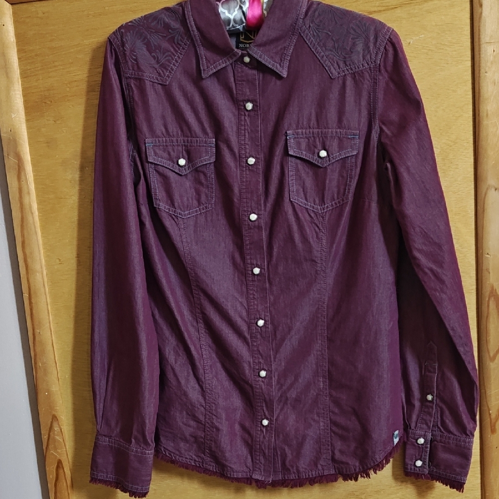Noble Outfitters Women's Purple Button Down Shirt